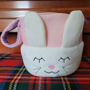 Plushible Easter Bunny Large Plush Basket Bag with Handle